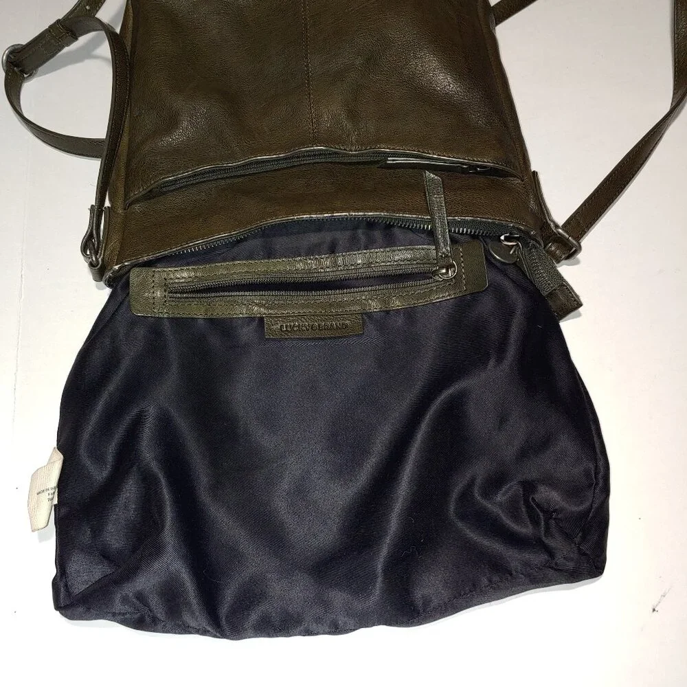 Lucky Brand Moss Green Pebbled Leather Crossbody Purse